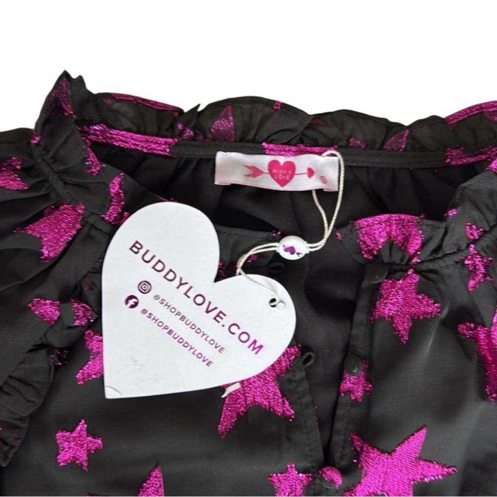 Buddy Love Haddie Celestial Top NWT
Size XL Black and Hot Pink Stars - Picture 5 of 6
